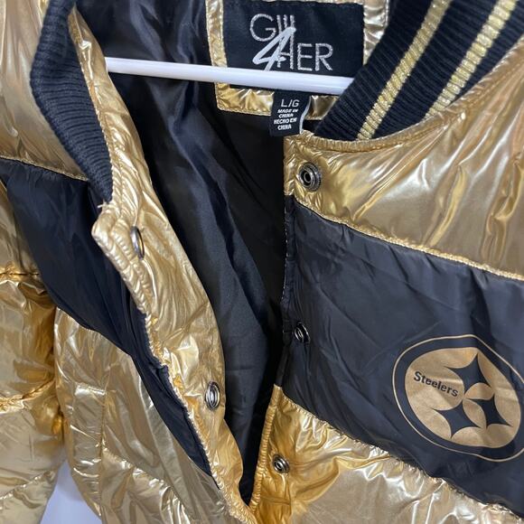 Pittsburgh Steelers G-III 4Her Gold Metallic Puffer Jacket - Picture 5 of 8